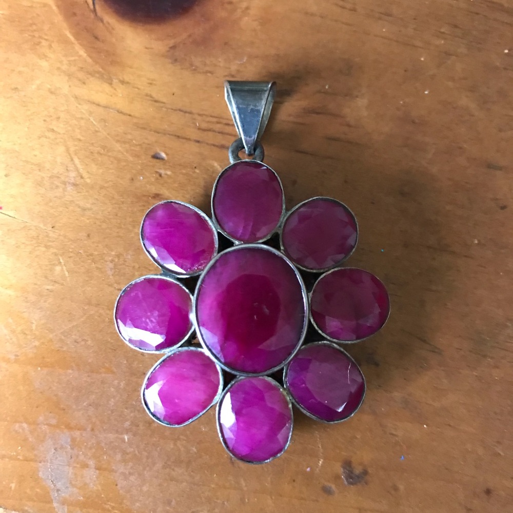 Ruby flower pendant